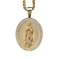 Hip Hop Sculpture Vierge Marie Religieux Chrétien Étanche Sans Ternissure En Acier Inoxydable Bijoux Pendentif Colliers pour Homme Mâle