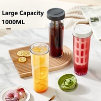Carafe isotherme anti-fuite 1000 ml pour thé glacé, café infusé à froid, avec couvercle et infuseur