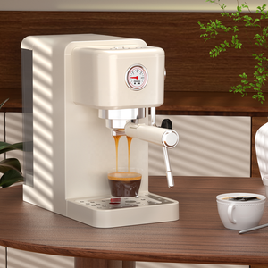 Machine à café expresso semi-automatique 20 bars, chauffage instantané, couleur crème, taille compacte avec mousseur à lait <span class=keywords><strong>pour</strong></span> usage domestique - Product Image 1