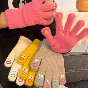 Cute Cartoon Fingerless <b>Gloves</b> For Women Winter Warm Touchscreen Compatible Stylish Commute Outdoors - Product Image 4