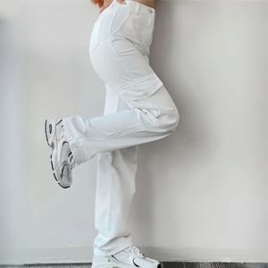 Pantalones <span class=keywords><strong>Cargo</strong></span> Slim para <span class=keywords><strong>Mujer</strong></span> <span class=keywords><strong>H</strong></span>-476, Pantalones Deportivos de Cintura Alta, Pantalones de Trabajo Largos y Anchos con Bolsillos para <span class=keywords><strong>Mujer</strong></span> - Product Image 2