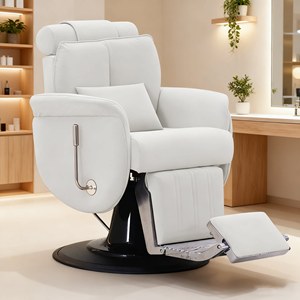 Fauteuil de Barbier en Cuir Crème Hydraulique, Chaise de Coiffure pour Salon, Mobilier de Beauté pour Lavage de Tête, Idéal pour Salon de Coiffure - Product Image 3