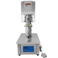Machine de scellage et de capsulage semi-automatique électrique 220V en acier inoxydable, facile à utiliser, pour canettes de boissons et produits divers, en bois