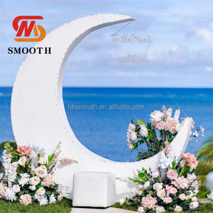 Arco Decorativo de Hierro de Lujo SMOOTH para Bodas, Soporte de Fondo en Forma de Luna, Fondo de Luna de Metal Blanco para Fiestas - Product Image 1