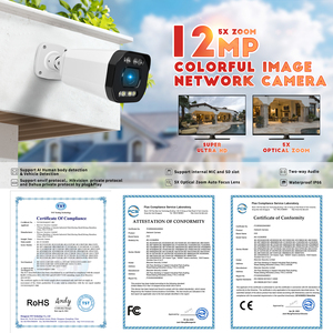 Caméra IP PoE de sécurité 12mp 5X, couleur, étanche, gros moteur à balle, objectif Audio bidirectionnel, caméra réseau de sécurité CCTV pour l'extérieur - Product Image 4