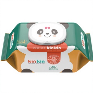 Lingettes humides pour bébé KinKin OEM, 30 pièces, impression couleur personnalisée, tissu non tissé en rayonne de haute qualité, lingettes stériles pour bébé en provenance du Vietnam - Product Image 1