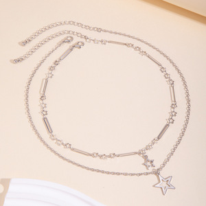 Collana Boho Multistrato con Catena a Serpente in Metallo Color Argento, Ciondolo a <span class=keywords><strong>Stella</strong></span> Vintage per Donna (KN5387) - Product Image 6