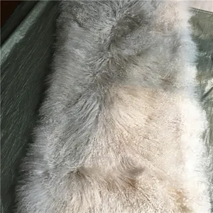 Tappeto mongolo in pelle 120x180cm, coperta di agnello tibetano, coperta in vera pelliccia