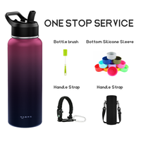 Bouteille d'eau en acier inoxydable isolée sous vide, sans BPA, pour le sport et la gymnastique