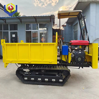 Dumper sur chenilles avec cabine, benne hydraulique, chenilles en caoutchouc, transporteur tout-terrain pour travaux agricoles et de construction