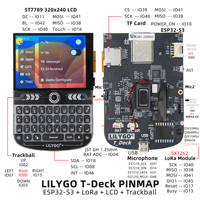 Carte de développement LILYGO T-Deck ESP32-S3 WIFI Bluetooth avec 16 Mo de mémoire Flash, écran LCD de 2,8 pouces, clavier, trackball, microphone, haut-parleur
