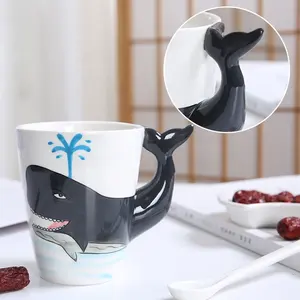 2021 yeni varış sıcak satış INS yenilik tasarım 3D hayvan okyanus balina seramik su kahve fincan için bebek