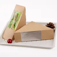 Commercio all'ingrosso triangolo di carta da asporto scatola di imballaggio panino con finestra trasparente in pvc