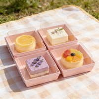 Boîte alimentaire carrée rose de 5 pouces en papier pour emporter, avec couvercles sécurisés, pour pâtisserie, biscuits, gâteaux, beignets, charcuterie jetable