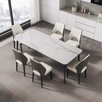 Chaise de salle à manger élégante à dossier haut, revêtement en cuir anti-griffures, pieds en métal, style moderne minimaliste pour la maison, l'hôtel, le restaurant