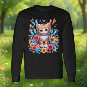 Camiseta de manga larga con estampado de flores para amantes de los gatitos - Product Image 3