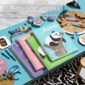 A5 귀여운 만화 스파이럴 코일 북 60매 소프트 다이어리 가로줄 노트북 실로 묶음 초등학교 선물 - Product Image 2