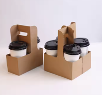 Porte-gobelets en papier kraft biodégradable et écologique personnalisé avec une capacité de 4 gobelets, design de poignée personnalisé