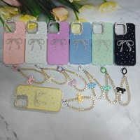 Étui de téléphone portable avec logo personnalisé imprimé, motif de nœud papillon, avec cordon pour iPhone 16 Pro Max 17 15
