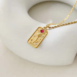 Popüler 18K PVD altın kaplama zirkon halat zincir paslanmaz çelik kare güneş yıldız <span class=keywords><strong>Tarot</strong></span> kolye kolye - Product Image 6