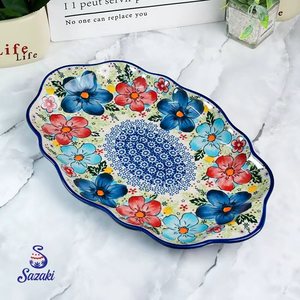 Plat en céramique peint à la main, adapté aux rassemblements familiaux, cadeaux, fêtes d'hôtel, etc., design écologique, grande capacité - Product Image 1