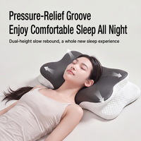 Oreiller papillon en mousse à mémoire de forme avec boutons de massage SPA, support ergonomique double hauteur pour le cou, idéal pour les dormeurs latéraux, ailes de protection des oreilles OEM/ODM