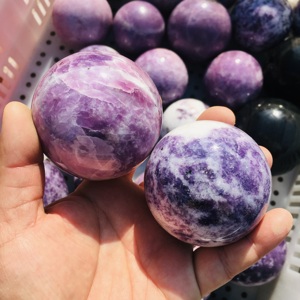 Sfera di cristallo all'ingrosso guarigione pietre viola <span class=keywords><strong>Lepidolite</strong></span> lilla di alta qualità per la decorazione domestica - Product Image 3