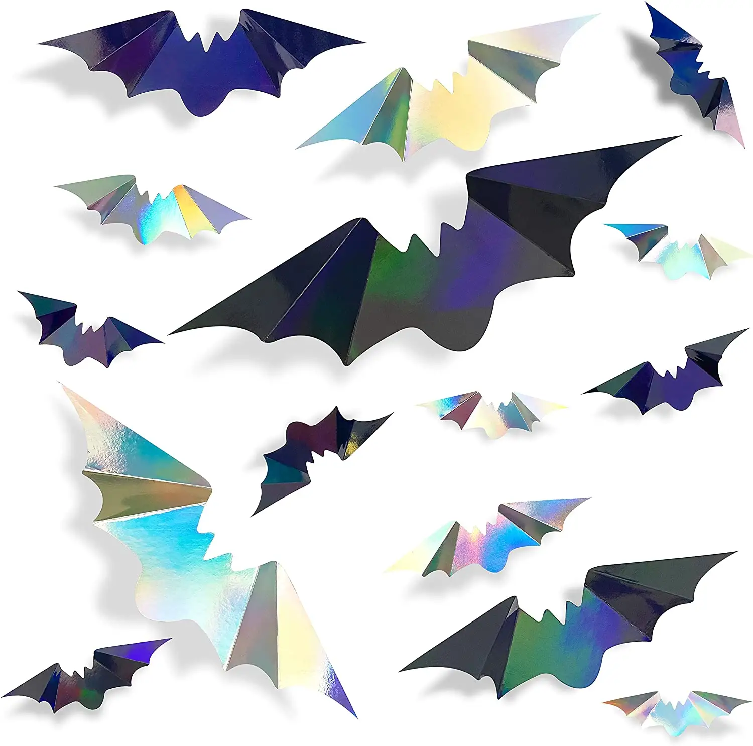 Holographic Wall Bat Stickers Spooky Bats for Halloween Home Room Decor Party Decoration Supplies