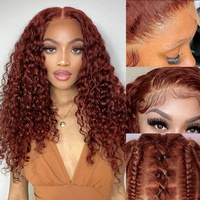 Perruque mi-longue brésilienne bouclée avec dentelle frontale transparente, cheveux humains, 18 pouces, boucles spirales naturelles, densité 180%
