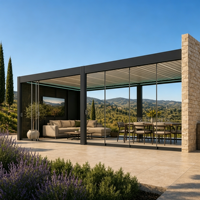 Pergola bioclimatique en aluminium motorisée, couverture de patio extérieure de luxe pour jardin, cour arrière, projets personnalisés