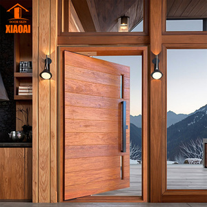 Porte d'Ingresso di Lusso <span class=keywords><strong>in</strong></span> Legno Massello Stile Americano con <span class=keywords><strong>Vetro</strong></span>, Moderne per Esterni e Interni di Case Contemporanee - Product Image 1