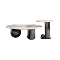 Table basse en marbre avec cadre en acier inoxydable doré de luxe italien pour la vente en gros