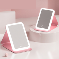 Offre spéciale Nouveau bureau portable pliable USB rechargeable LED ajuster la lumière miroir de maquillage décoration de la maison ensemble