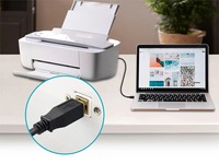 Kabel SYONG 15 Kaki Hitam USB-A Male ke USB-B Male 2.0 28 24AWG Berlapis Emas dengan Pelindung Kepang dan Selubung PVC untuk Komputer & Printer