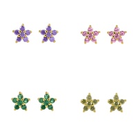 Luxuriöse Trendige Bunte CZ Schneeflocken 925 Sterling Silber Vergoldete Zirkon Blumen Creolen Ohrstecker für Jubiläum & Party