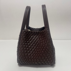 Sac panier en PU de haute qualité, tissé à la main, pour femmes, écologique, imperméable, avec deux sangles, fermeture éclair, sac à main portable - Product Image 1