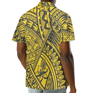 Vente en gros Chemise à col boutonné à manches courtes pour hommes Tatouage tribal polynésien <span class=keywords><strong>floral</strong></span> Design décontracté Plage tropicale pour hommes - Product Image 4