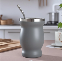 Offre Spéciale 8oz Double Paroi Sous Vide Gourde Tasse En Gros Argentin Yerba Mate Service À Thé Logo Personnalisé Isolé En Acier Inoxydable