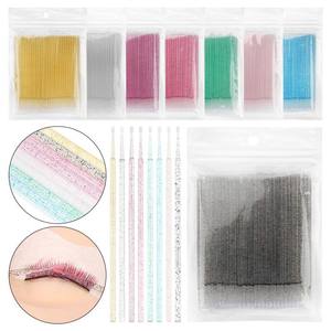 100 Uds extensión de pestañas hisopos de limpieza <span class=keywords><strong>Lash</strong></span> Lift removedor de pegamento aplicadores Microblade cepillos de maquillaje pestañas herramientas de permanente - Product Image 2
