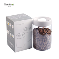 Keuken Aanpasbare Kleur Afgedichte Siliconen Plastic Pompdeksel Vacuüm Koffie Opslag Borosilicaat Glas Multi-Size Amerikaanse Stijl