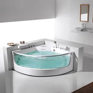 Fanwin acrylic bath tub manufacture Hydro Spa Hot Bathroom massage corner bathtub with handle