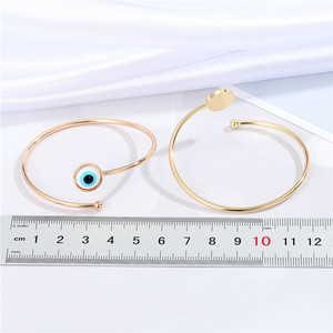 Bracciale a Polsino Aperto con Ciondolo Occhio Turco <span class=keywords><strong>Grande</strong></span> Portafortuna Placcato Oro e Argento alla Moda per Donna - Product Image 6