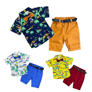ハワイスタイルのベビーキッズ衣装カラフルなシャツ + ショーツ男の子セット良質の男の子2個スーツ - Product Image 3
