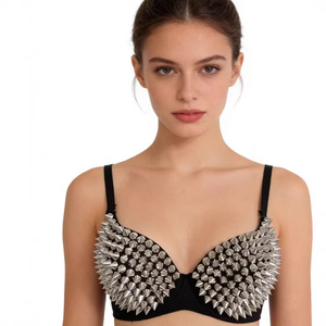 Decorazioni Punk con Strass e Perline per Spettacoli di Danza del Ventre in Discoteca, Reggiseno con Borchie, Costume Lingerie - Product Image 5