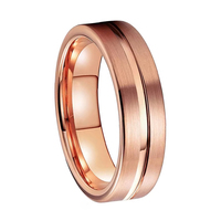 Bague de mariage classique et raffinée en tungstène or rose 6 mm avec une seule rainure, cadeau de fiançailles, bague de couple pour un usage quotidien