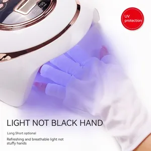 ถุงมือกันรังสียูวีสำหรับทำเล็บแบบขายส่ง สีดำ ปลายนิ้วเปิดครึ่งเดียว สำหรับทำโฟโตเทอราปี แบบสั้น - Product Image 6