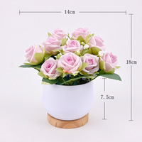 Arrangement de roses artificielles en soie transfrontalières en pot pour salon et bar, fleurs artificielles haut de gamme, haute simulation florale