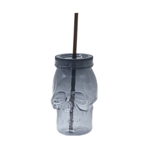 Vaso de Plástico Promocional de 16 oz con Diseño de Calavera de Halloween, Botella Especial con Tapa y Pajita para Fiestas y Bares - Product Image 2