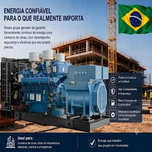 Générateur moteur robuste à cadre ouvert de 1500 kW 1875 kVA triphasé pour chantier et espace de travail, haute capacité, Brésil - Product Image 1