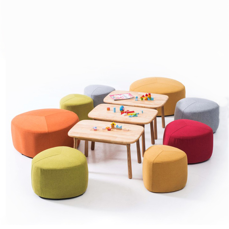 2021 New design Clover Triangle pouf ottoman linen fabric chair stool living room furniture outdoor